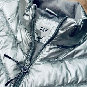 GAP Metallic Silver Puffer Coat